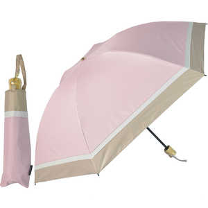 KIZAWA 手動折りたたみ傘 3段式6本骨 逆さ傘 3色ミックス ［晴雨兼用傘 /55cm］ ピンク×ベージュ M553S-063PO-pink-beige