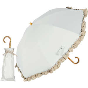 KIZAWA 2段式折りたたみ日傘 nino シングルフリル ［晴雨兼用傘 /50cm］ オフ×ベージュ M50DQ-082PO-off-beige