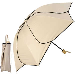 KIZAWA 花びらデザイン折りたたみ日傘 sakasa ameri ［晴雨兼用傘 /55cm］ ベージュ×ブラック M55HB-063PO-beige-black