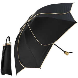 KIZAWA 花びらデザイン折りたたみ日傘 sakasa ameri ［晴雨兼用傘 /55cm］ ブラック×ベージュ M55HB-063PO-black-beige