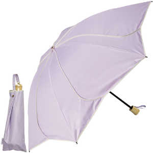 KIZAWA 花びらデザイン折りたたみ日傘 sakasa ameri ［晴雨兼用傘 /55cm］ ラベンダー×オフ M55HB-063PO-Lavender-off