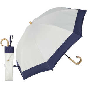 KIZAWA 2段式折りたたみ日傘 nino バイカラー ［晴雨兼用傘 /50cm］ オフ×ネイビー M50DP-082PO-off-navy