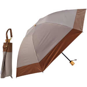 KIZAWA 手動折りたたみ傘 3段式6本骨 逆さ傘 バイカラー ［晴雨兼用傘 /55cm］ モカ×ブラウン M55DP-063PO-mocha-brown