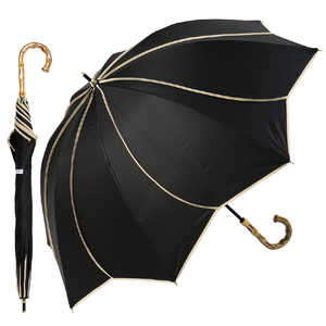 KIZAWA バンブー深張 花びらデザインショート丈日傘 50cm8本骨 colon ameri50 ［晴雨兼用傘 /50cm］ ブラック×ベージュ M50HB-081API-black-beige