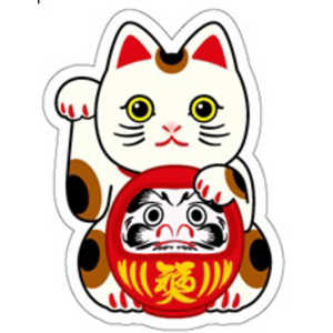ギャラデザインファクトリー ギャラデザイン ダイカットシール 招キ猫ダルマ 白 ST027 ギャラデザインファクトリー ギャラデザイン ダイカットシール 招キ猫ダルマ 白 ST027