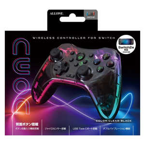 アローン Switch2用ワイヤレスネオンコントローラークリア ブラック ALLONE ALG-NS2WNEC アローン Switch2用ワイヤレスネオンコントローラークリア ブラック ALLONE ALG-NS2WNEC