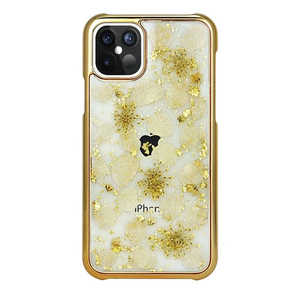 サムライワークス iPhone12/12Pro 背面ケース White petals_Gold PFI12P056(ホワイ