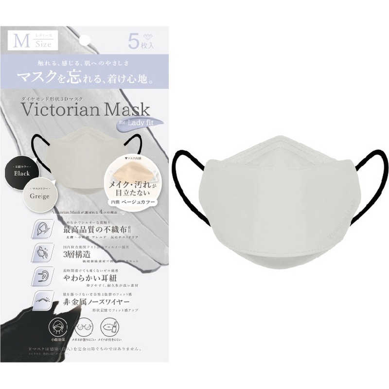 サムライワークス サムライワークス Victorian Mask（ヴィクトリアンマスク）レディースサイズ バイカラー 5枚入 グレージュ×ブラック  
