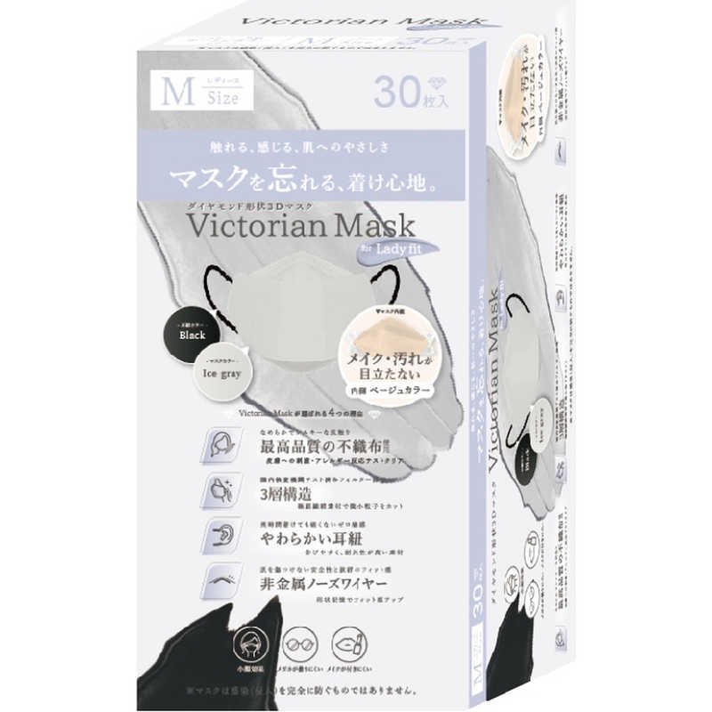 サムライワークス サムライワークス Victorian Mask（ヴィクトリアンマスク）レディースサイズ バイカラー 30枚入 グレージュ×ブラック  