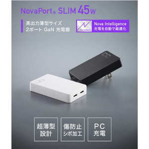 CIO NovaPort SLIM DUO 45W ۥ磻 PDбACŴ 2ݡ 2ݡ /USB Power Deliveryб /Smart ICб /GaN(ⲽꥦ) ѡ CIOG45W2CSWH