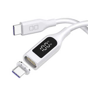 CIO マグネットシリコンケーブル(液晶表示付き)1m ホワイト ［USB Power Delivery対応］ CIOSLMGSCCC1WH
