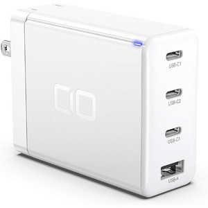 CIO AC - USB充電器 ノートPC タブレット対応 100W  4ポート USB-Cx3+USB-A  CIO-G100W3C1A-WH