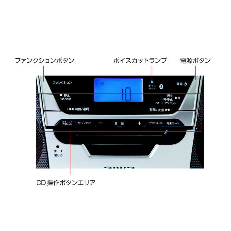 アイワ　AIWA アイワ　AIWA ボイスカット機能搭載 Bluetooth CDラジオカセットレコーダー CSD-MV20B CSD-MV20B
