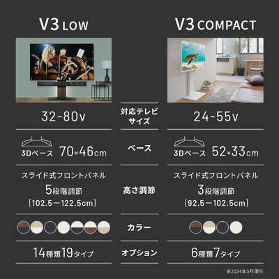ナカムラ 24～55インチ対応 テレビスタンド WALL V3COMPACT (壁寄せ