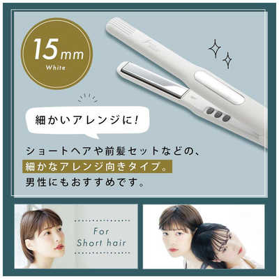 サロンムーン ミラーイオン ストレートヘアアイロン 15mm WHITE [交流
