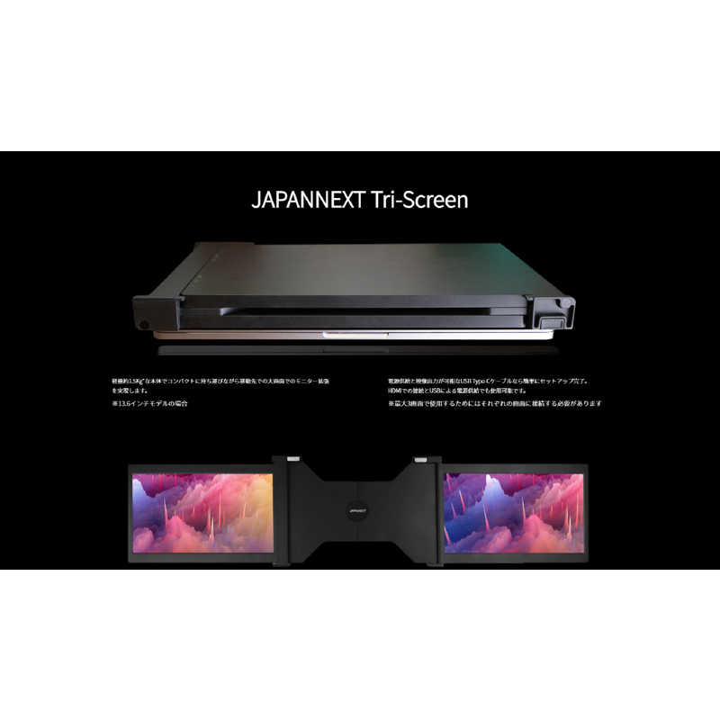 海外輸入 JAPANNEXT 2画面モバイルディスプレイ Tri-Screen 11.6インチ