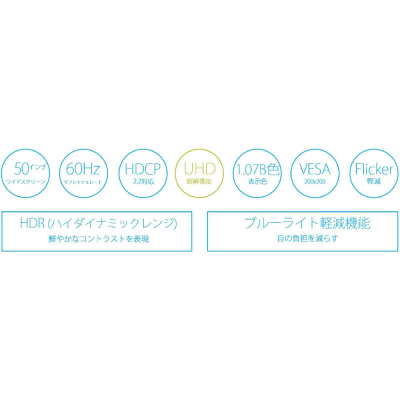 JAPANNEXT PCモニター ブラック [50型 /4K(3840×2160） /ワイド] JN-VT5000UHDR