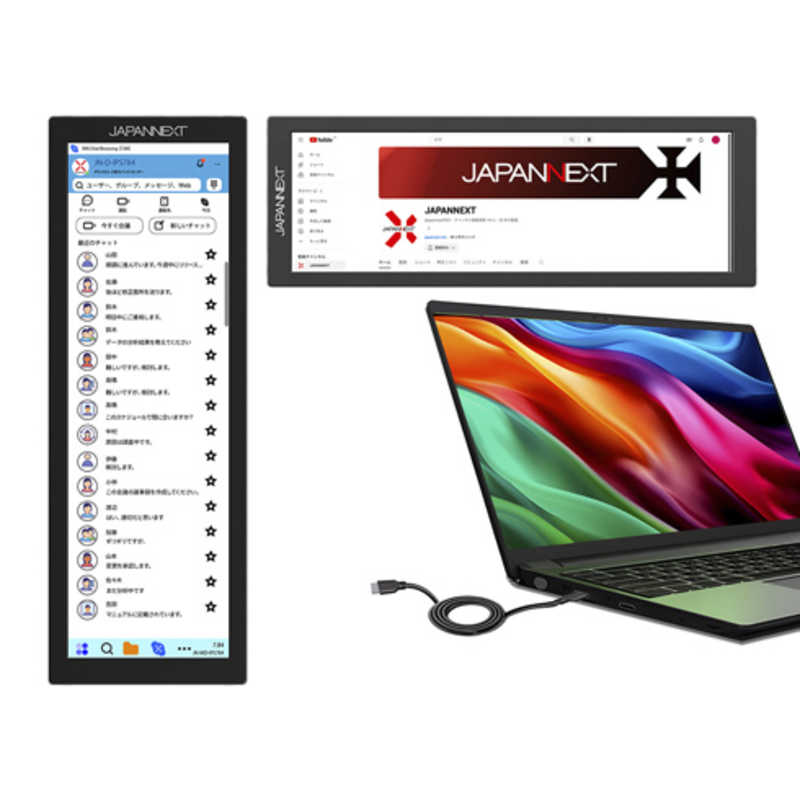 JAPANNEXT JAPANNEXT 7.8インチIPSパネル 400x1280解像度 小型縦型モバイルモニター USB Type-C miniHDMI スタンド付き ［8.0型］ JN-MD-IPS784 JN-MD-IPS784
