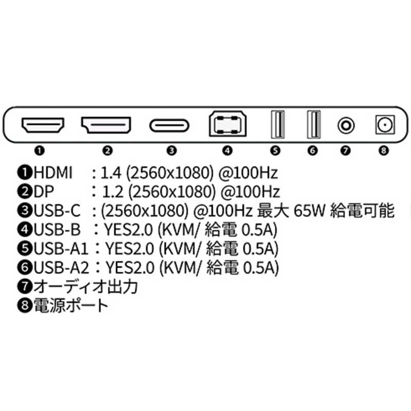 JAPANNEXT JAPANNEXT 29インチ ワイドFHD(2560 x 1080) 液晶モニター HDMI DP USB Type-C(最大65W給電) KVM JN-IPS291WFHDR-C65W JN-IPS291WFHDR-C65W