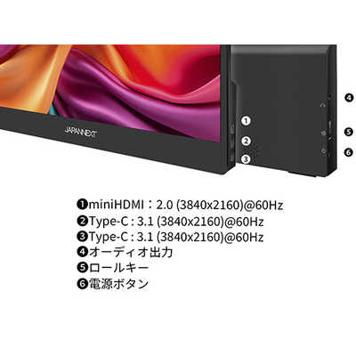 JAPANNEXT 14インチ IPSパネル搭載 4K(3840x2160)解像度 モバイル