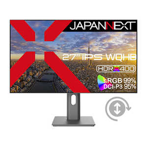 JAPANNEXT IPSѥͥWQHDվ˥ HDMI DP USB Type-C(65W)HDR400sRGB99DCI-P395⤵ĴԥܥåȵǽKVMǽ JN-IPS27WQHD-C65W-H