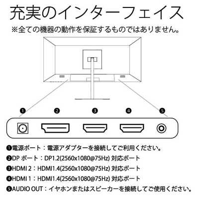 JAPANNEXT ディスプレイ 25.7型 2580×1920 JN-IPS257WFHD : JAPANNEXT 25.7インチ モニター WFHD 2560x1080解像度