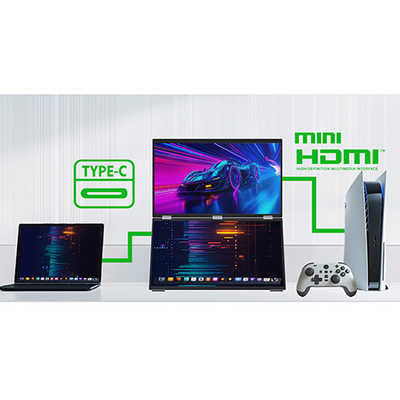 JAPANNEXT 18.5インチ IPS×2フルHDデュアルモバイルモニター miniHDMI