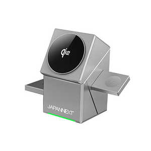 JAPANNEXT 3-in-1`[W[ Qi2Ή 3䓯CX[d(v20W) X}[gtH(ő15W) AirPods(2.5W) Apple Watch(2.5W) ȃXy[X݌v(2Nۏ) JN