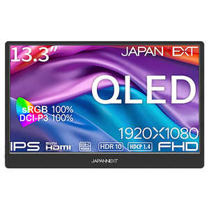 JAPANNEXT IPSpl QLED(ʎqhbg)eNmW[̗p FHDoCj^[ miniHDMI USB-C X}[gP[Xt m13.3^ / tHD(1920×1080)n (2N