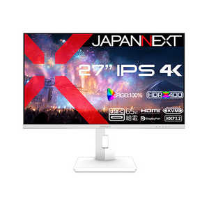 JAPANNEXT IPSpl 4Ktj^[ HDMI DisplayPort USB-C(ő65Wd) sRGBF100 m27^ / 4K(3840×2160) / Ch / 60Hzn(2Nۏ) JN-IPS27U2-H