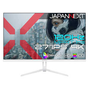 JAPANNEXT ゲーミングモニターホワイト HDMI2.1 DPDSC相当 PS5 4K：120Hz接続 ［27型 / 4K(3840×2160) / ワイド / 120Hz］ JN-IPS27G120U-W