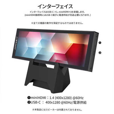 JAPANNEXT IPS 5点マルチタッチ 400×1280 モバイルモニター miniHDMI