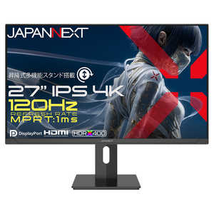 JAPANNEXT 27�^ IPS 120Hz/1msMPRT 4K3840×2160 HDMI2.1 DP���� 4K�F120Hz�ڑ� VRR �������� �s�{�b�g JN-IPS27G120U2-HSP