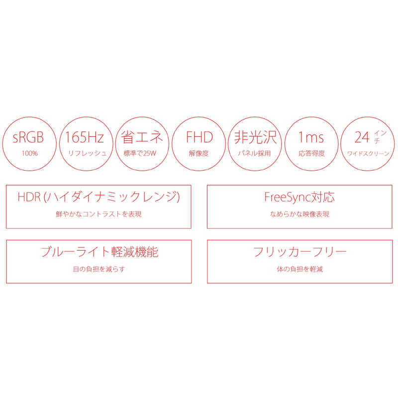 JAPANNEXT JAPANNEXT 液晶ゲーミングモニター [24型 /フルHD(1920×1080) /ワイド] JN-T24165FHDR JN-T24165FHDR