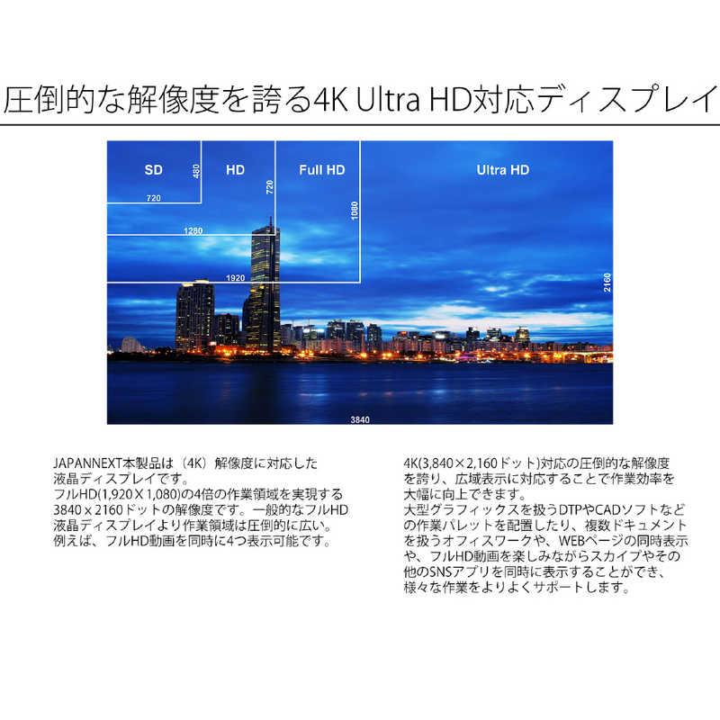 JAPANNEXT JAPANNEXT PCモニター ブラック [55型 /4K(3840×2160） /ワイド] JN-IPS5500TUHDR JN-IPS5500TUHDR