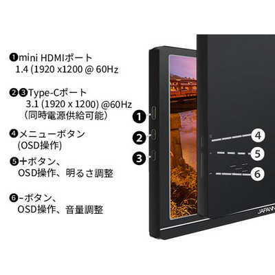JAPANNEXT PCモニター [10.1型 /WUXGA(1920×1200） /ワイド] JN