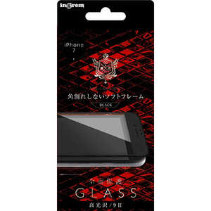 INGREM iPhone 7/Aegis Guardian 液晶保護ガラスフィルム 9H 全面保護 ソフトフレーム 光沢 0.26mm ブラック INP7FSGCB