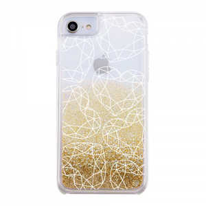 INGREM iPhone SE 第3世代/第2世代/8/7専用 グリッターケース ラメ Bambina vivace クリスタルハート ゴールド IJ-P76LG1G/BV054