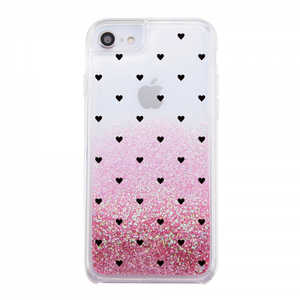 INGREM iPhone SE 第2世代 / 8/ 7 グリッターケース ラメ Bambina vivace ハートパターン1 ピンク IJ-P76LG1P/BV047