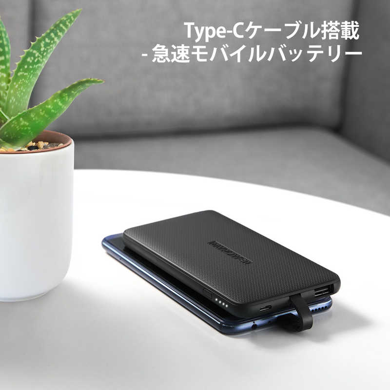 RAVPOWER RAVPower 5000mAh Type-Cケーブル内蔵モバイルバッテリー ブラック RP-PB160 の通販 |  カテゴリ：スマートフォン・アクセサリー | RAVPOWER 家電通販のコジマネット - 全品代引き手数料無料