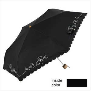 ニフティカラーズ (折りたたみ傘/晴雨兼用) 遮光ミニ 花刺繍 ブラック ニフティカラーズ (折りたたみ傘/晴雨兼用) 遮光ミニ 花刺繍 ブラック