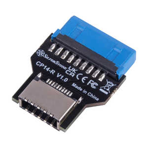 SILVERSTONE ストレートアングル USB 3.0内部 (19ピン) ヘッダ～USB 3.1 / 3.2 Type-C (20ピン) Key Aアダプタ SST-CP14-R