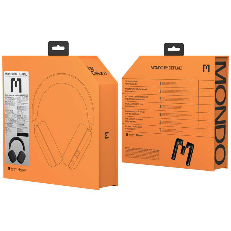 MONDO BY DEFUNC MONDO BY DEFUNC ブルートゥースヘッドホン Over Ear ブラック [ノイズキャンセリング対応 /Bluetooth対応] M1001 M1001
