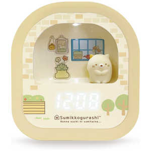 インテック すみっコぐらし 置き時計 3Dフィギュア付きLEDライトデジタルクロック ねこ デコれるシール付き AC24026SXSG-BE