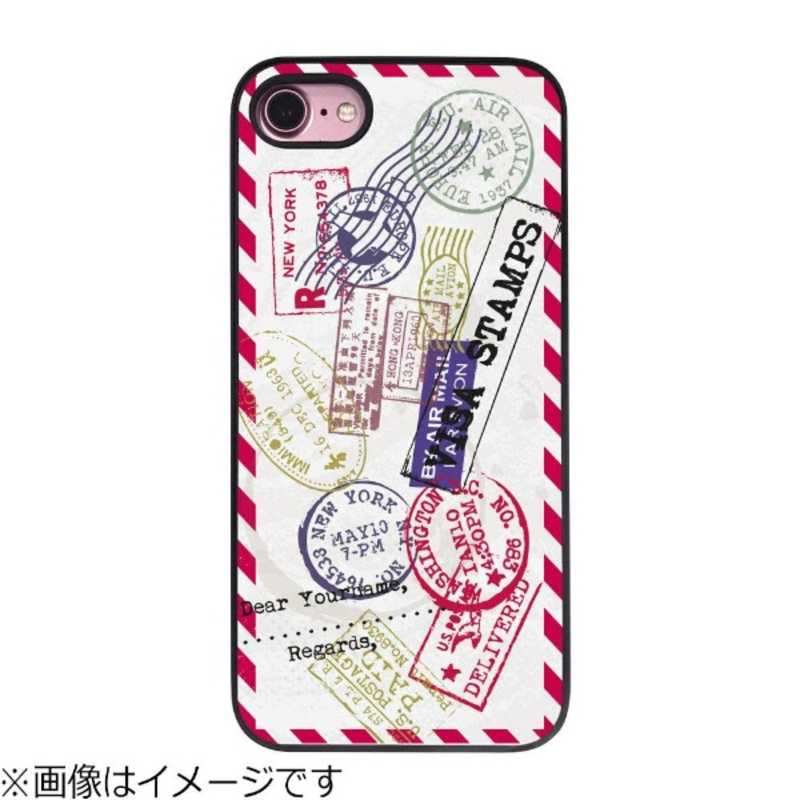 ROA iPhone 8 ブラックケース スタンプ レッド DS10436I7S