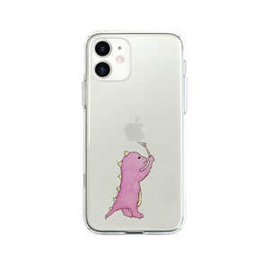 ROA iPhone 12 mini 5.4インチ対応 ソフトクリアケース お絵かきザウルス ピンク AK19190I12