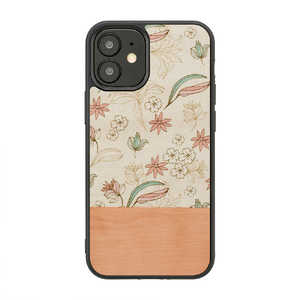 ROA iPhone 12 mini 5.4インチ対応 天然木ケース Pink Flower I19235I12