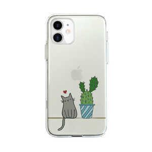 ROA iPhone 12 mini 5.4インチ対応 ソフトクリアケース 猫とサボテン DS19789I12