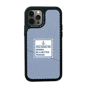 ROA iPhone 12/12 Pro 6.1インチ対応 Black Cover SUMMER STRIPE BLUE DS19818I12P