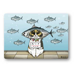 ゼネラルステッカー クロス素材ダイカットステッカー 世にも不思議な猫世界 親びん/鰹 LCS-562